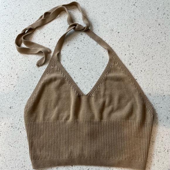 Djerf Avenue halter neck top in Toffee - Picture 3 of 3